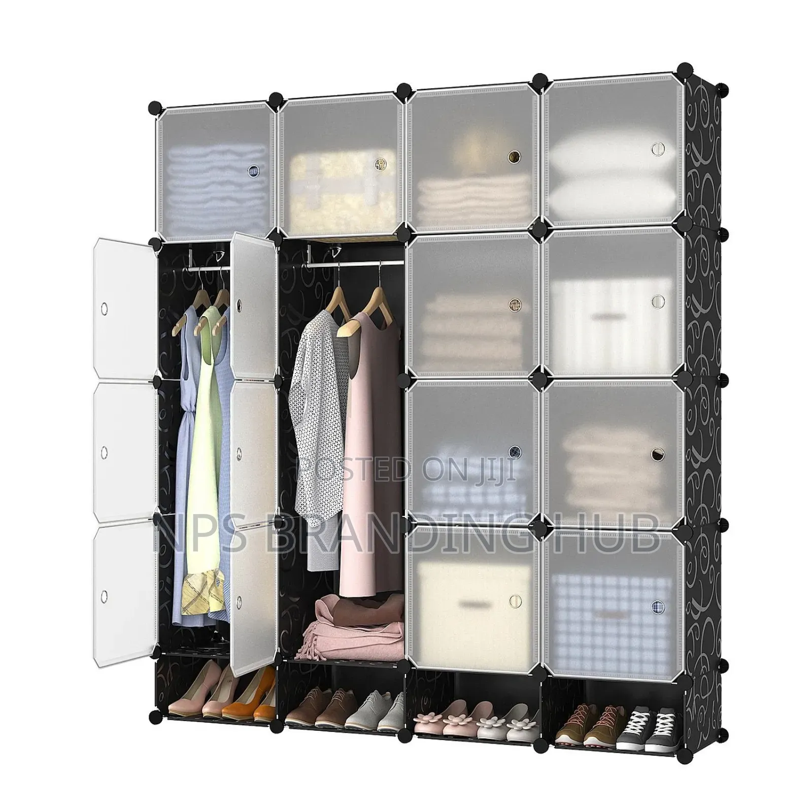 4 Column Plastic Wardrobe (156x39×183cm) Cs