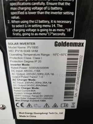 Must 5.5kva - 48v Hybrid Solar MPPT 100a Inverter 250 Voc Smart