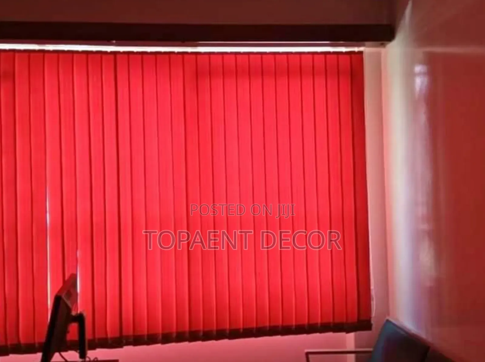Red Simple Pull Instant Vibe Vertical Office Window Blinds