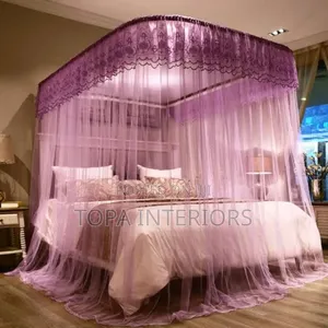 Lightweight Two Stand Canopy Mosquito Net Running on Its Curtain Rails