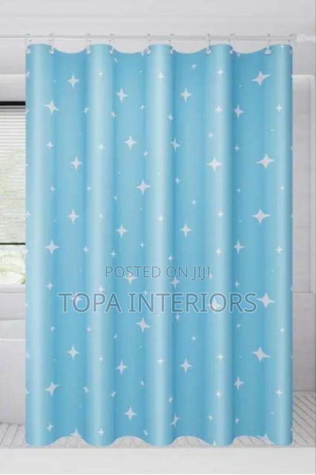 Waterproof Drapery Bathroom Blue Shower Curtains