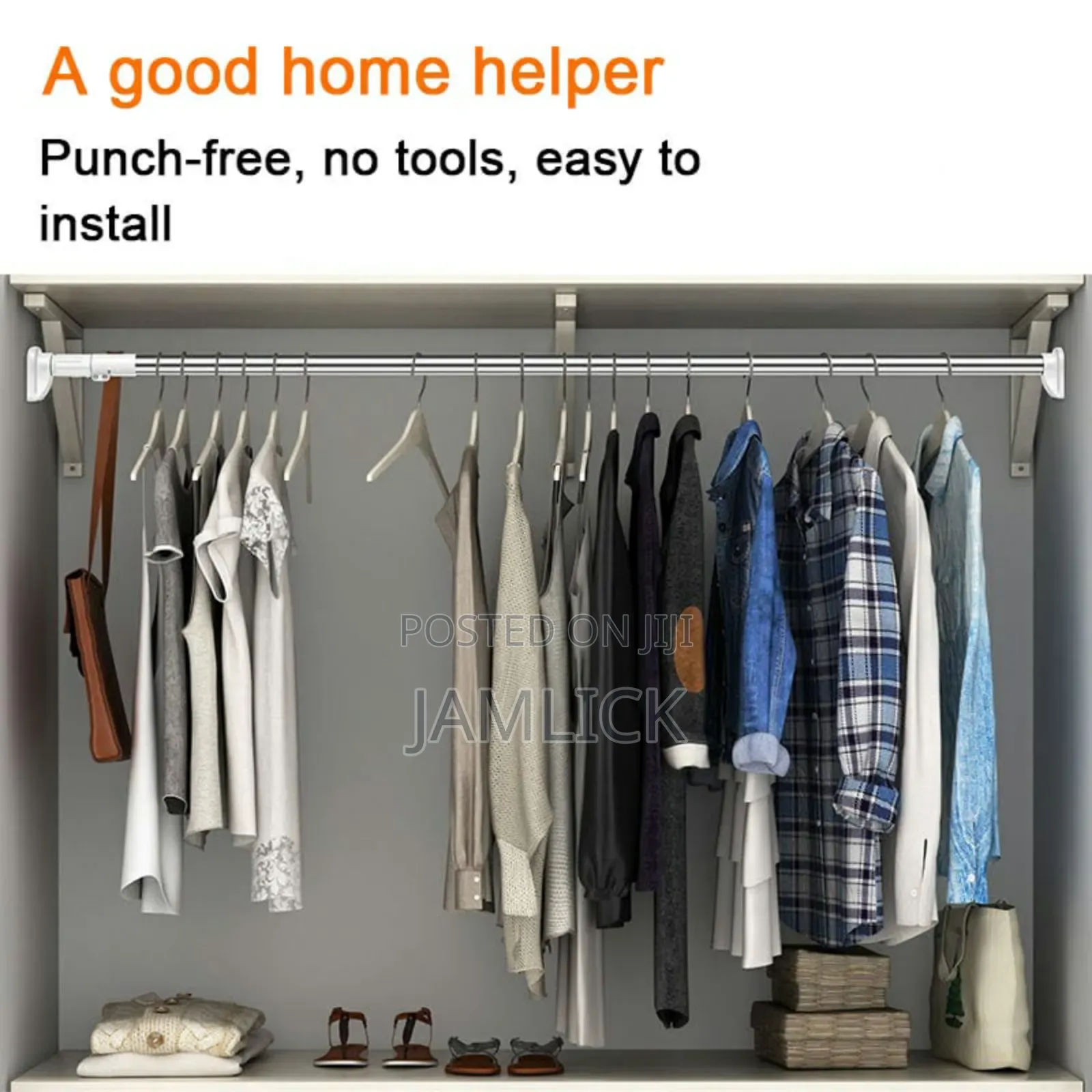 Adjustable Retractable Stainless Steel Clothes Curtain Rod - Hk