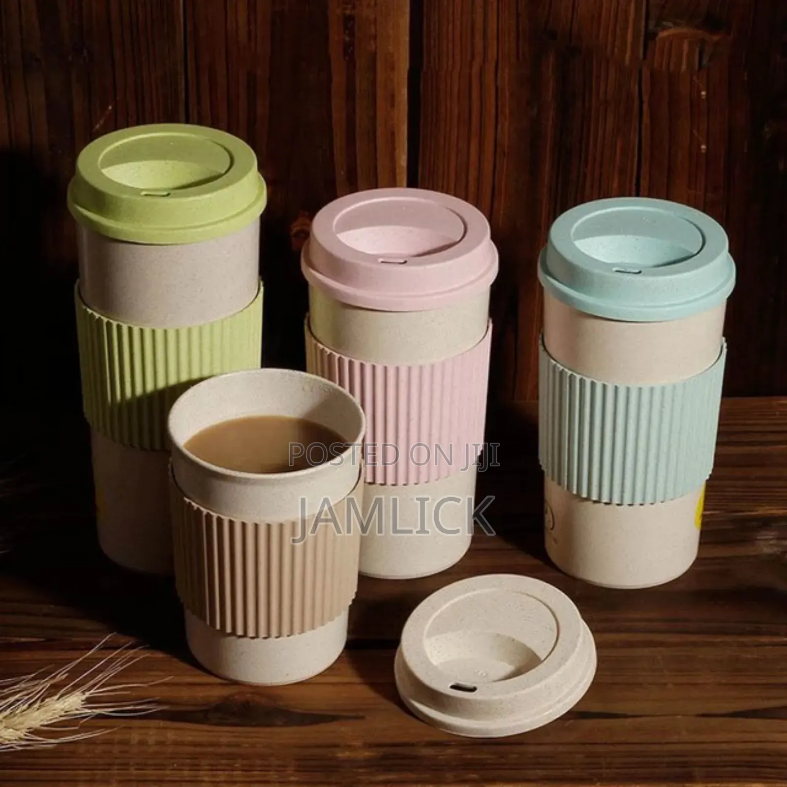 Reusable 350ml Wheat Straw Travel Coffee Mug - Hk