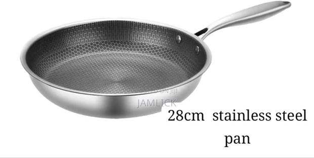 28cm Non-Stick Honeycomb Stainless Steel Frying Pan - Hk