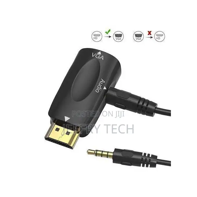 Hd 1080p Hdmi-Compatible to Vga Adapter Jack Audio Converter