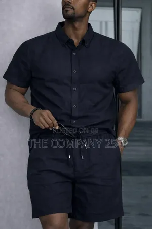 Quality 2 Piece Linen Stripped Shirt,Short Suits Available