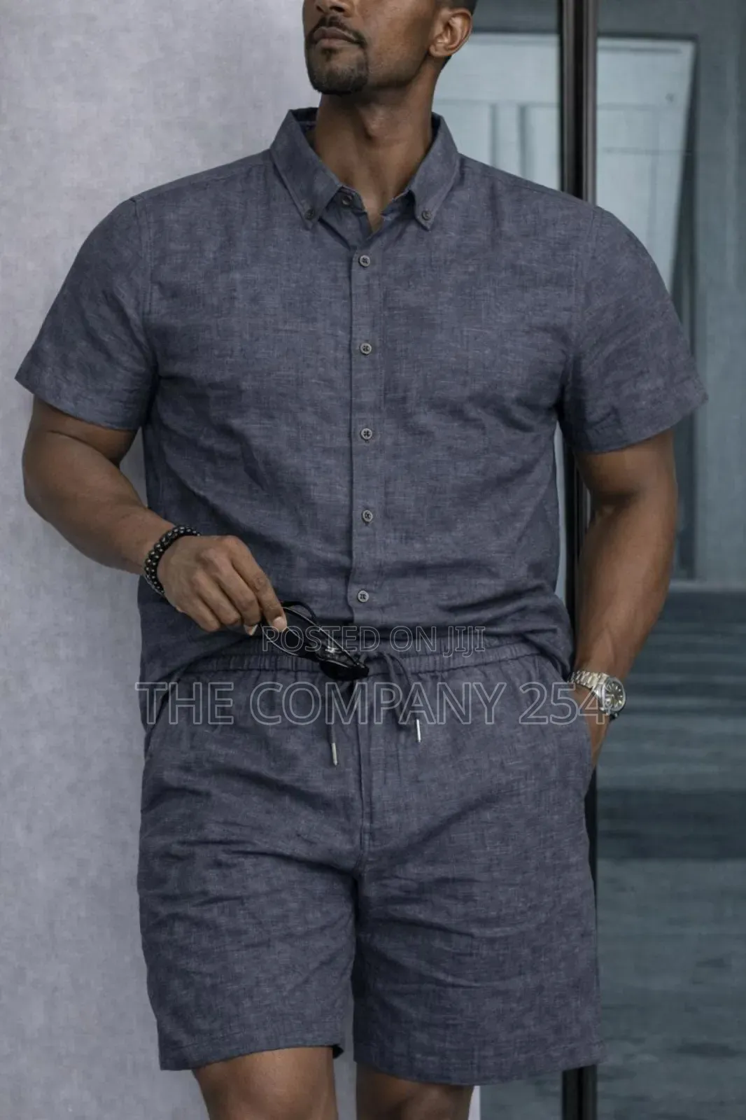 Quality 2 Piece Linen Stripped Shirt,Short Suits Available