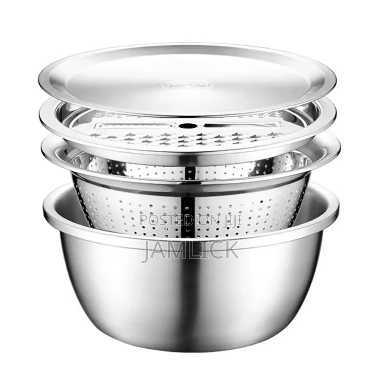 26cm 4pcs Stainless Steel Colander Mixing Bowl Set - Hk