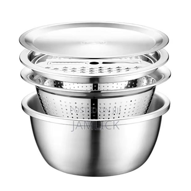 26cm 4pcs Stainless Steel Colander Mixing Bowl Set - Hk - thumbnail 2
