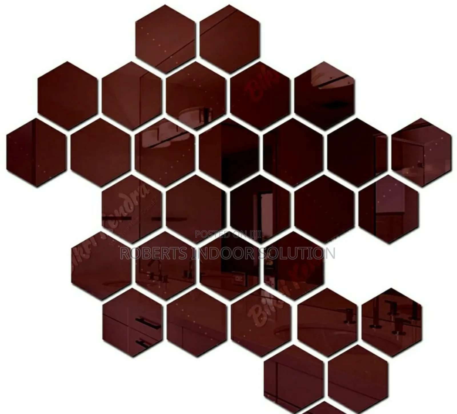 Decorative Copper Brown Hexagonal Mirrors