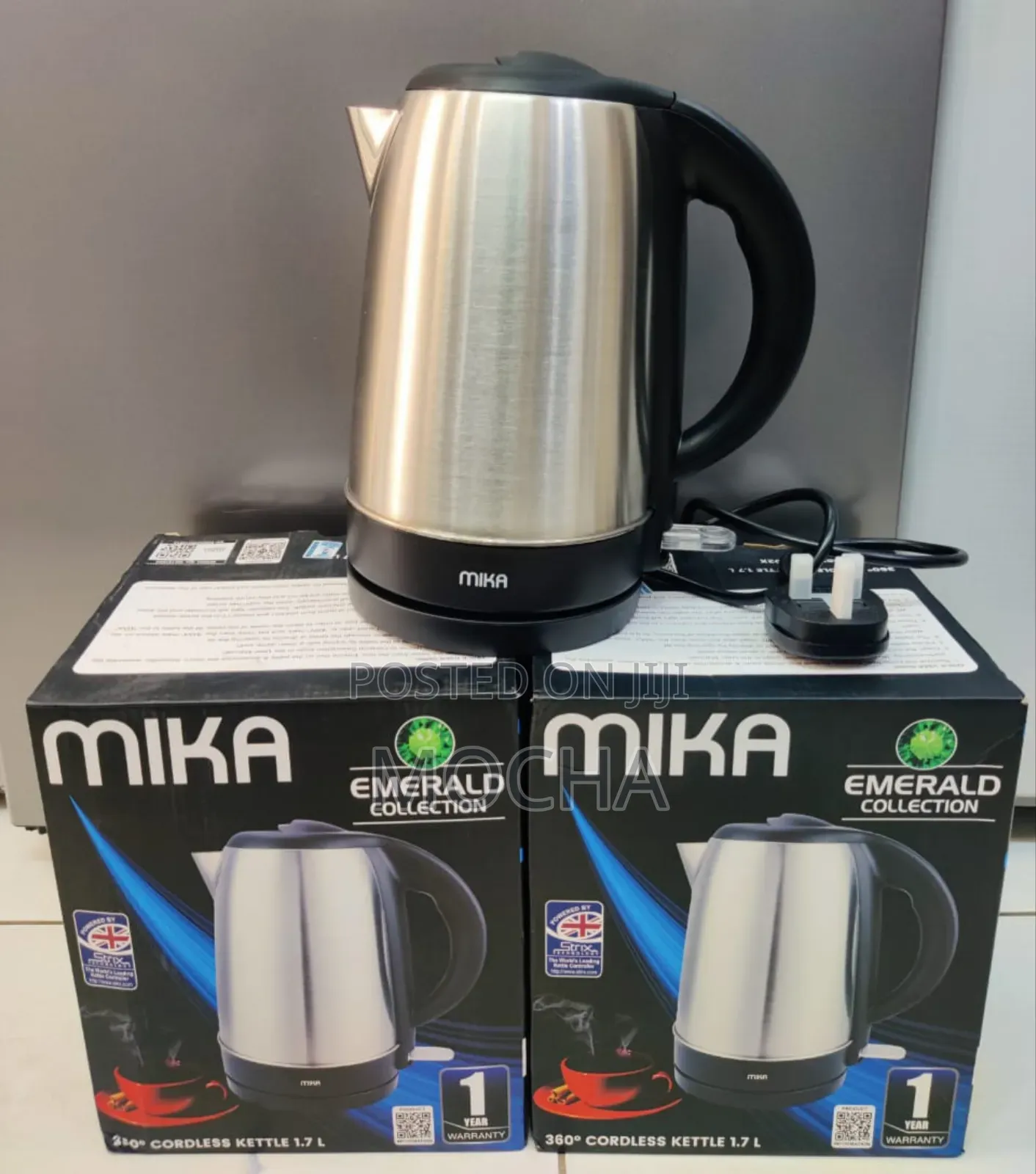 Mika Kettle, 1.7l, Stainless Steel, 360o Cordless