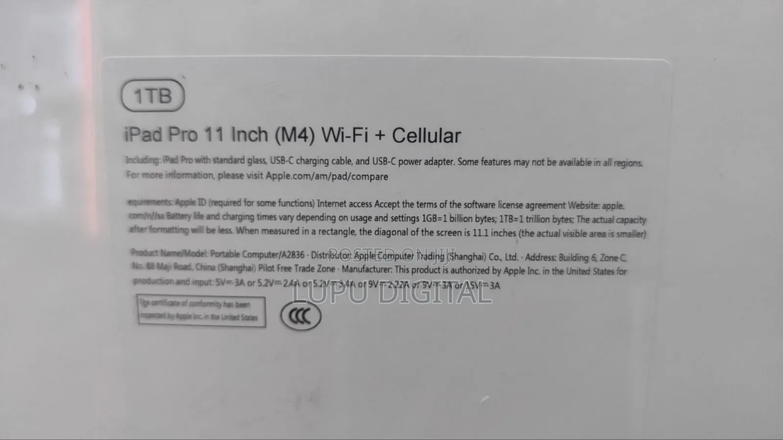 New Apple iPad Pro 1 TB Black