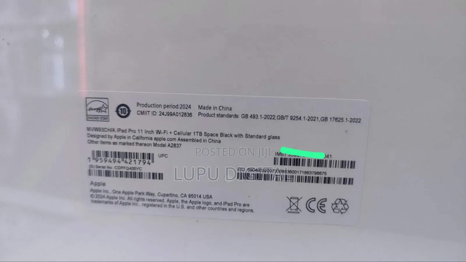 New Apple iPad Pro 1 TB Black