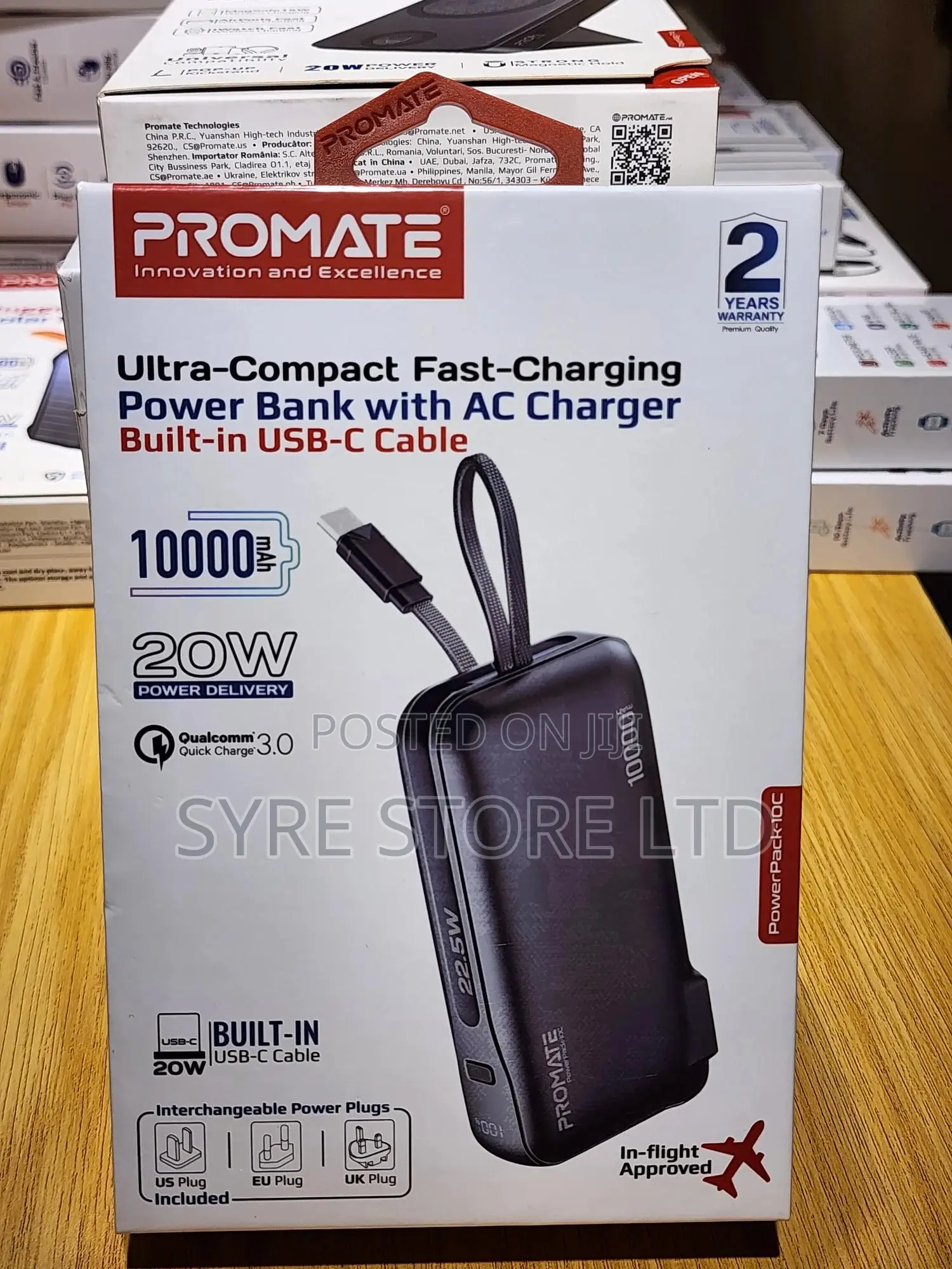 10000mah Power Bank With Ac Plug Usb-C – Promate Powerpack 10c