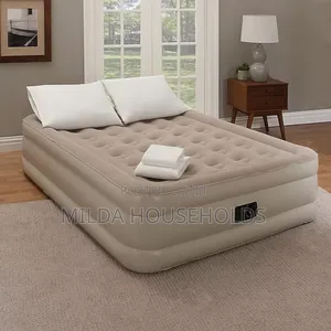 Inflatable Queen Size Airbed Mattress With in Built Pump and 2 Pillows