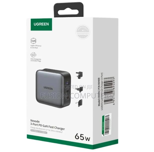 Ugreen 65w 3-Port Gan Fast Charger With Interchangeable – Ug-90409