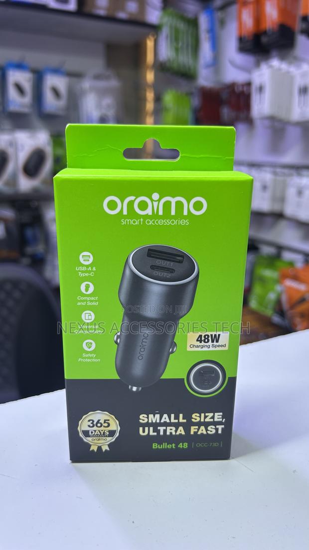 Oraimo Bullet 48w Dual Port Usb-a Type-C Fast Charger–Compact