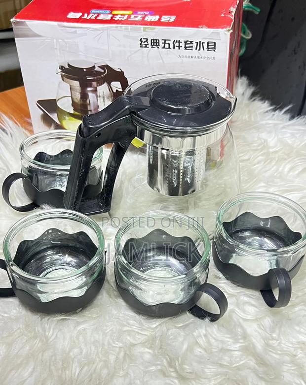 5pc Transparent Heat-Resistant Glass Infuser Tea Set - Jy