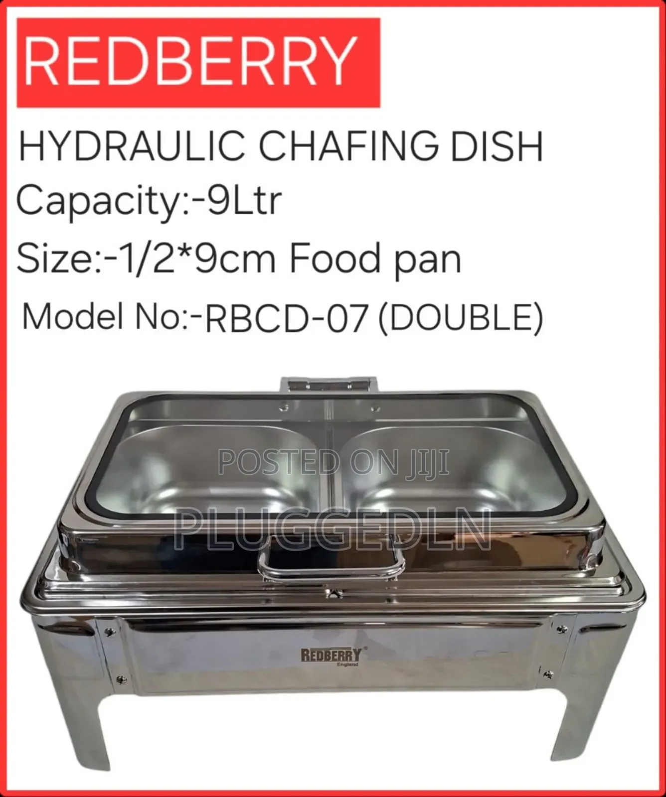 Redberry Hydraulic Double Chafing Dish- 9 LTRS