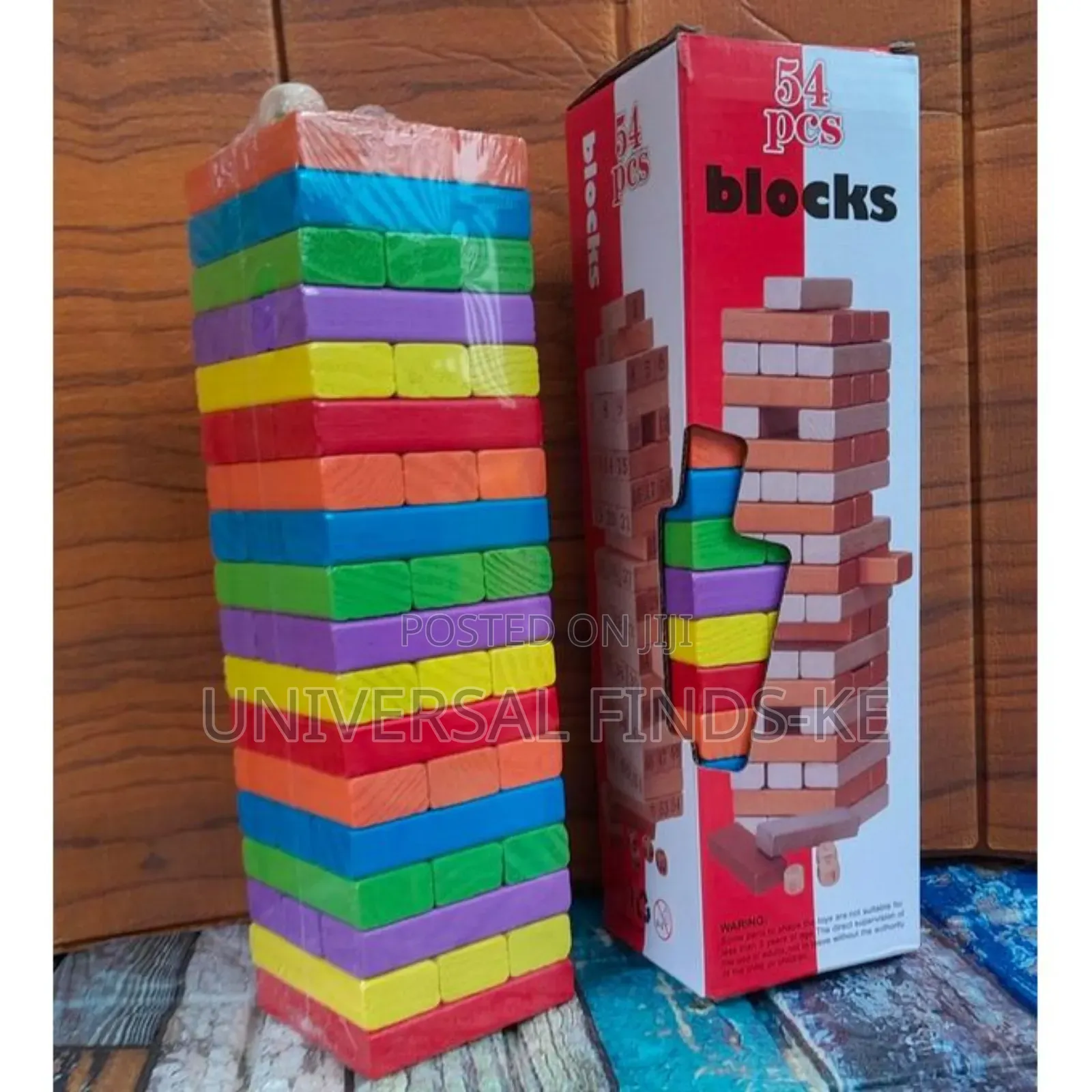 A 54 PCS of Colored Jenga Blocks