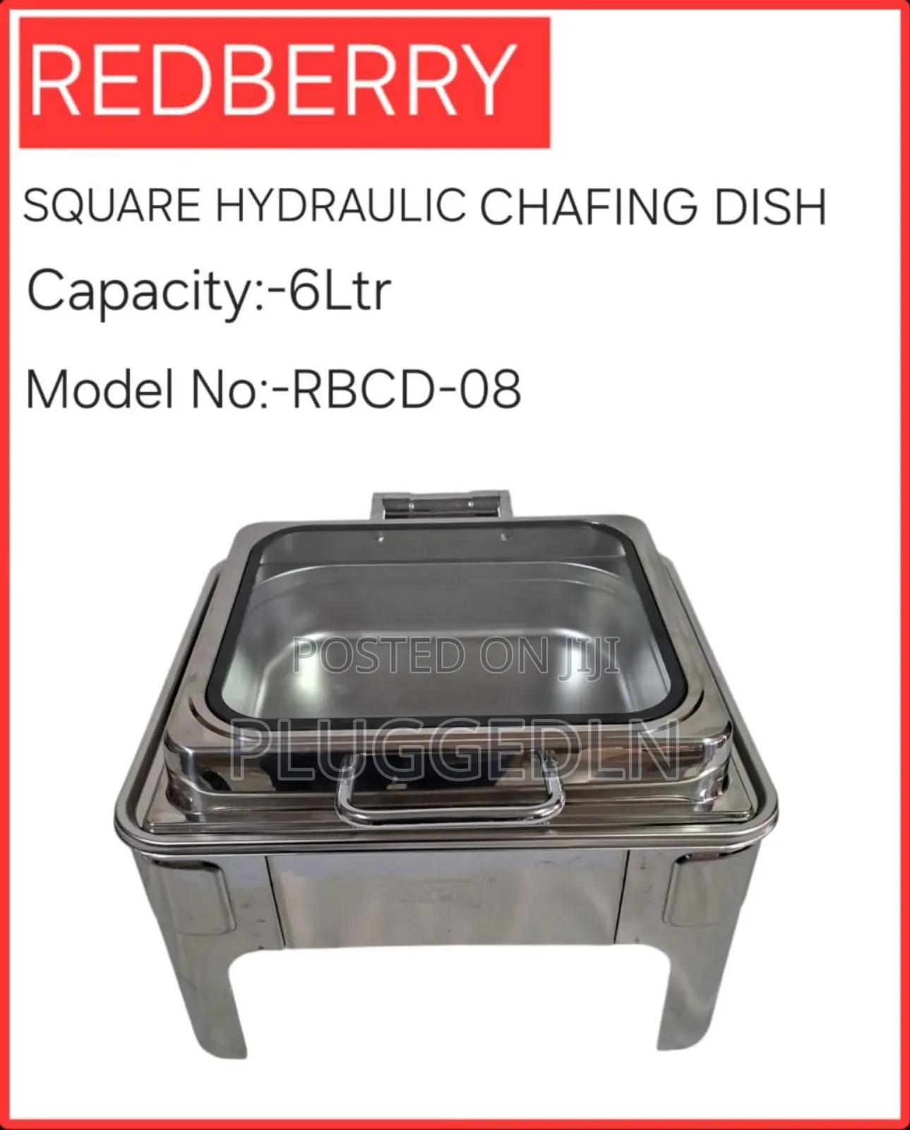 Redberry Square Hydraulic Chafing Dish (Model No. RBCD-08).