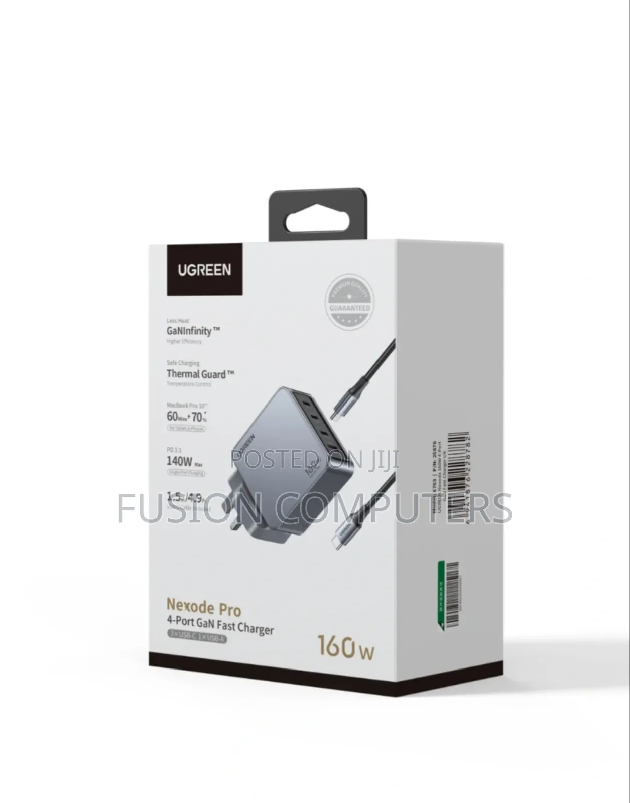 Ugreen X763 160w 4-Port Gan Fast Charger Uk Plug Grey With 1.5m 240w
