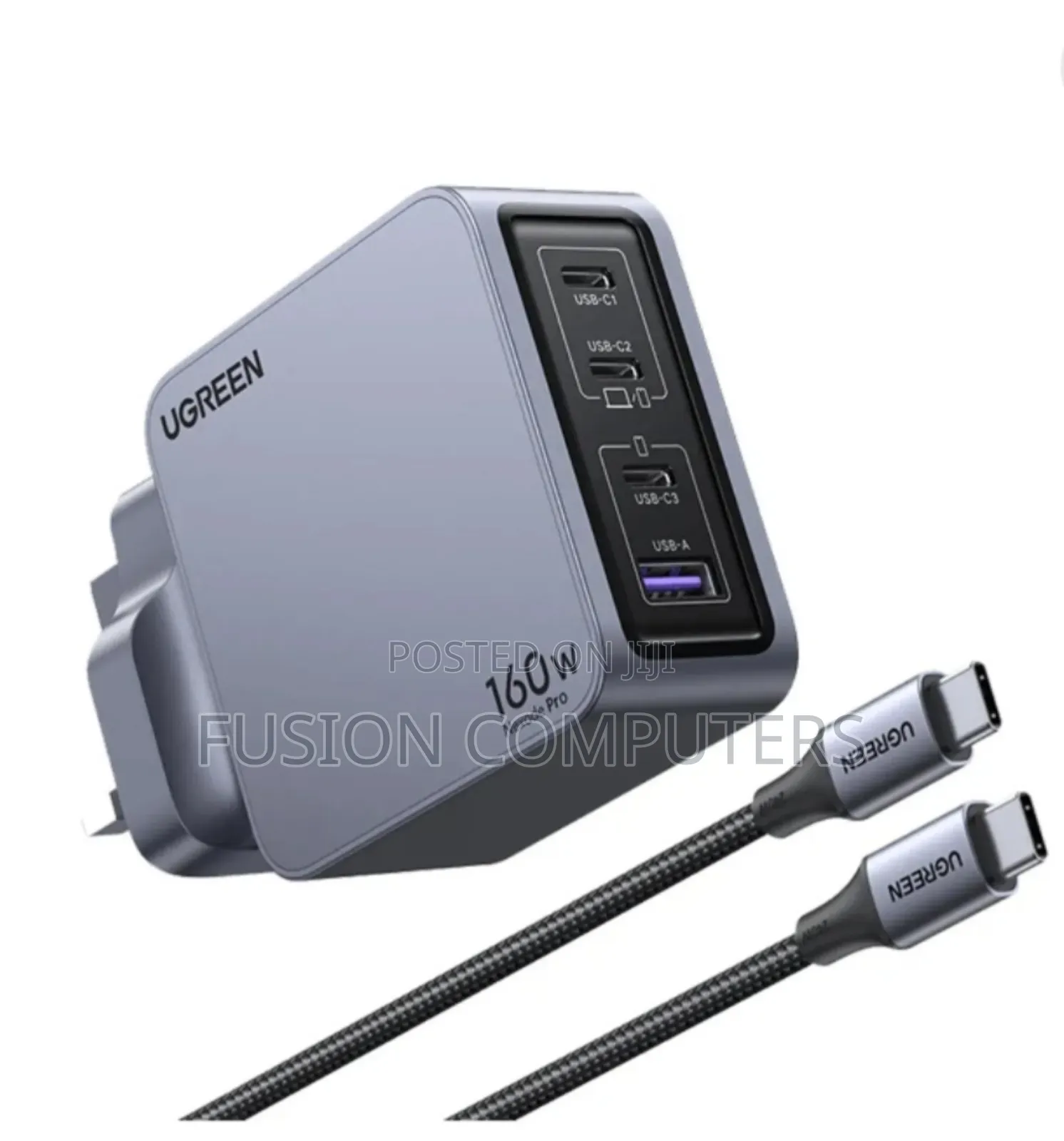 Ugreen X763 160w 4-Port Gan Fast Charger Uk Plug Grey With 1.5m 240w