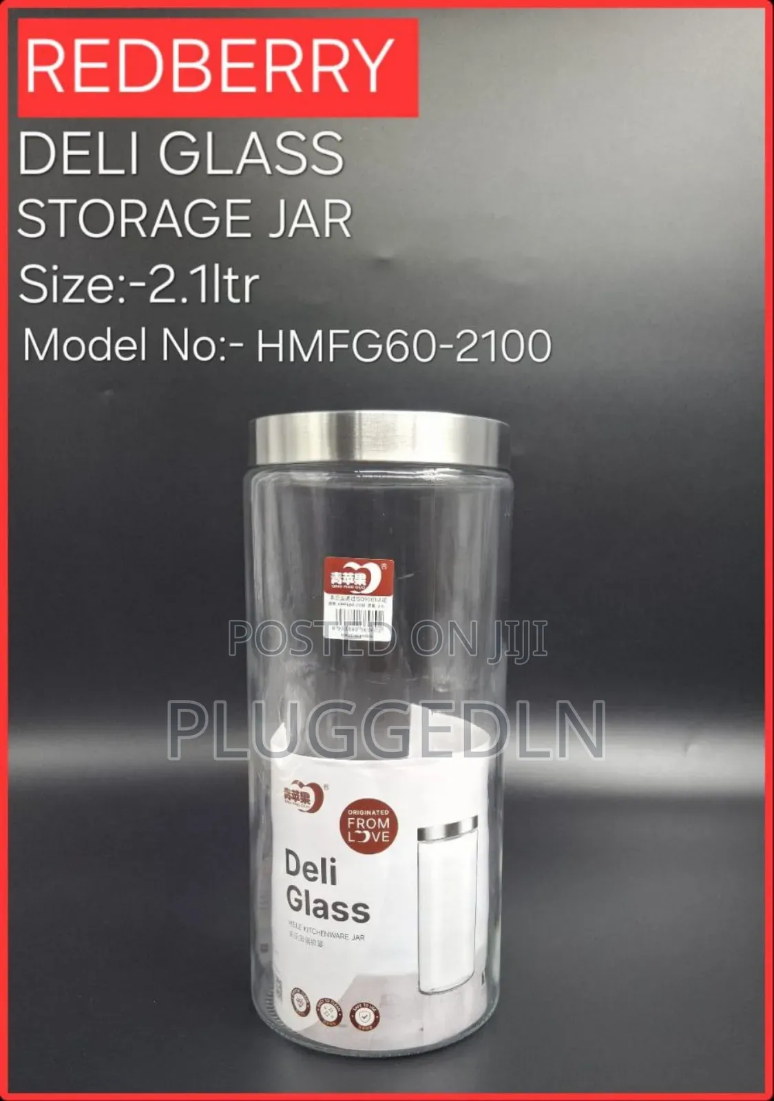 Redberry Deli Glass Storage Jar 2.1 Litres