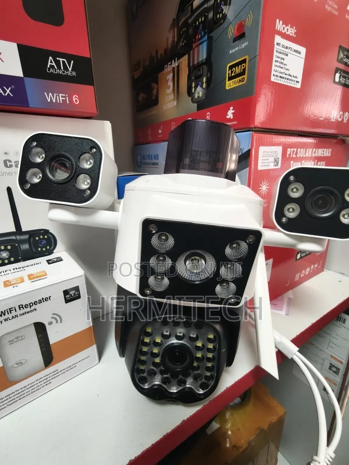 Triple Lens 4g Ethernet Cable Many Floodlights Electric Model