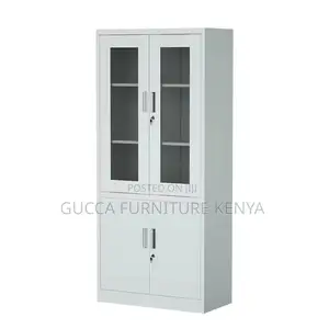 2-Door Steel Filing Cabinet With Half-Glass Front