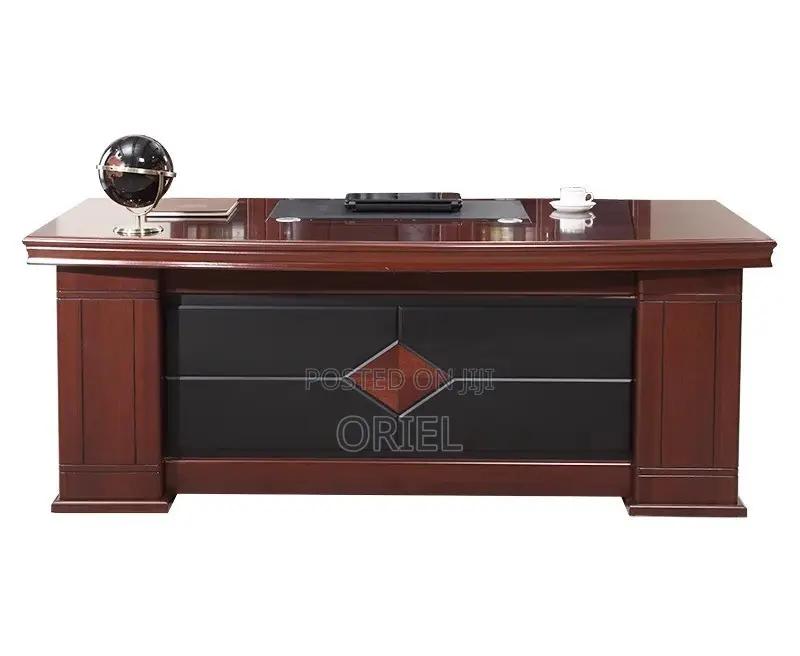 Office Desk : L-Shaped Mahogany Office Executive Desk