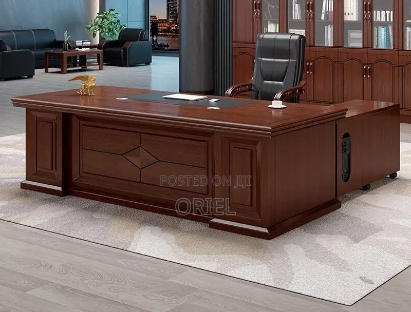 Office Desk : L-Shaped Mahogany Office Executive Desk