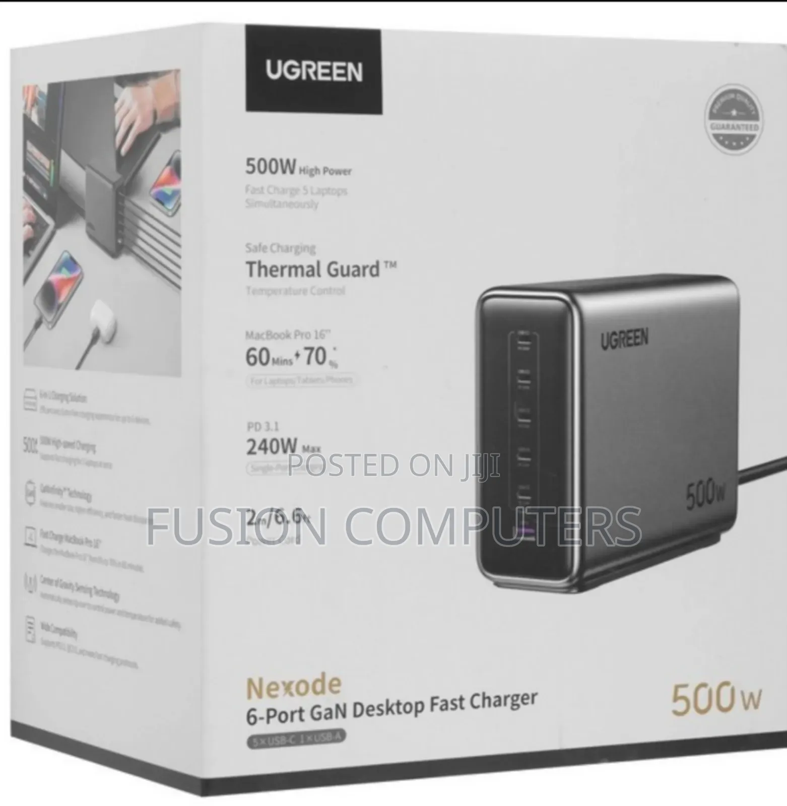 Ugreen X759 Gan 500w 6-Port Desktop Fast Charger (Uk Plug) Ug-55551b