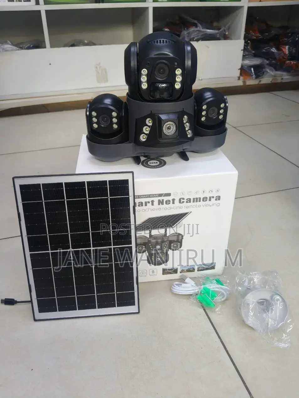 V380 Triple Lens Solar Wifi CCTV Camera Motion Detection