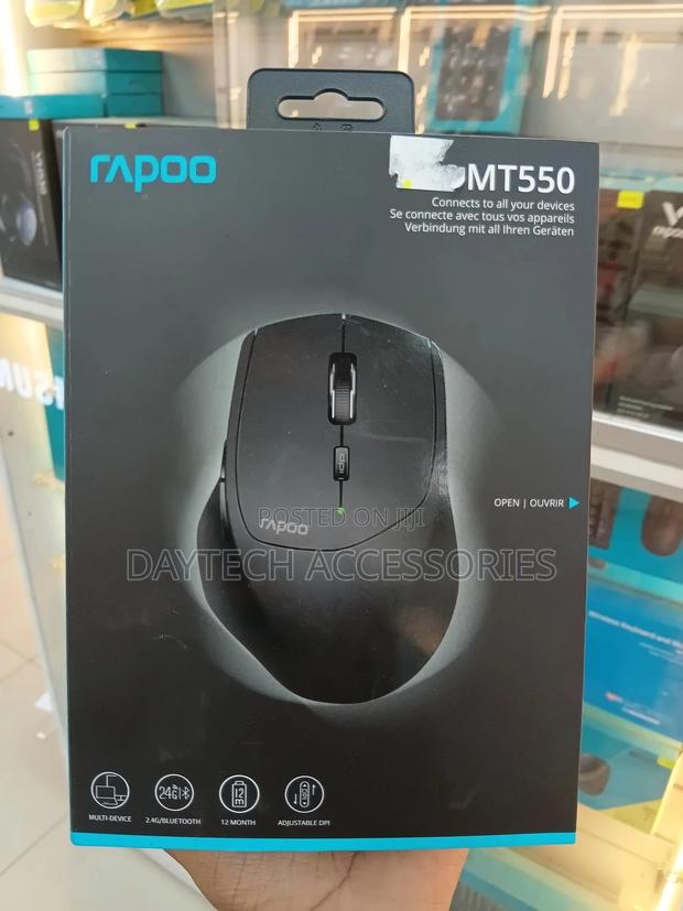 Rapoo Multi-Mode Wireless Mouse Mt550 - Black - thumbnail 2