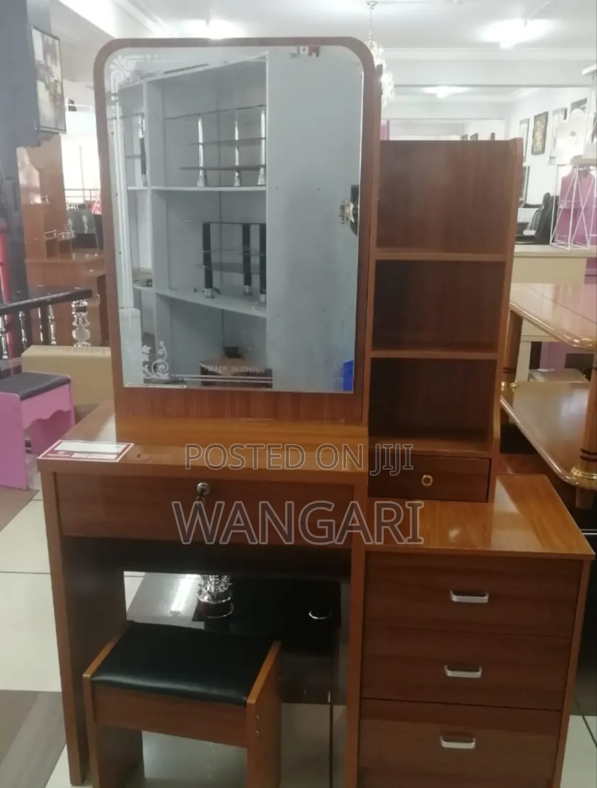 Brown Dressing Table With Sliding Mirror