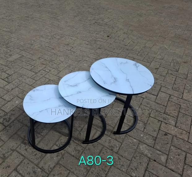 3 in 1 Nesting Stools – Modern Marble Space Saving Living Room Set - thumbnail 3