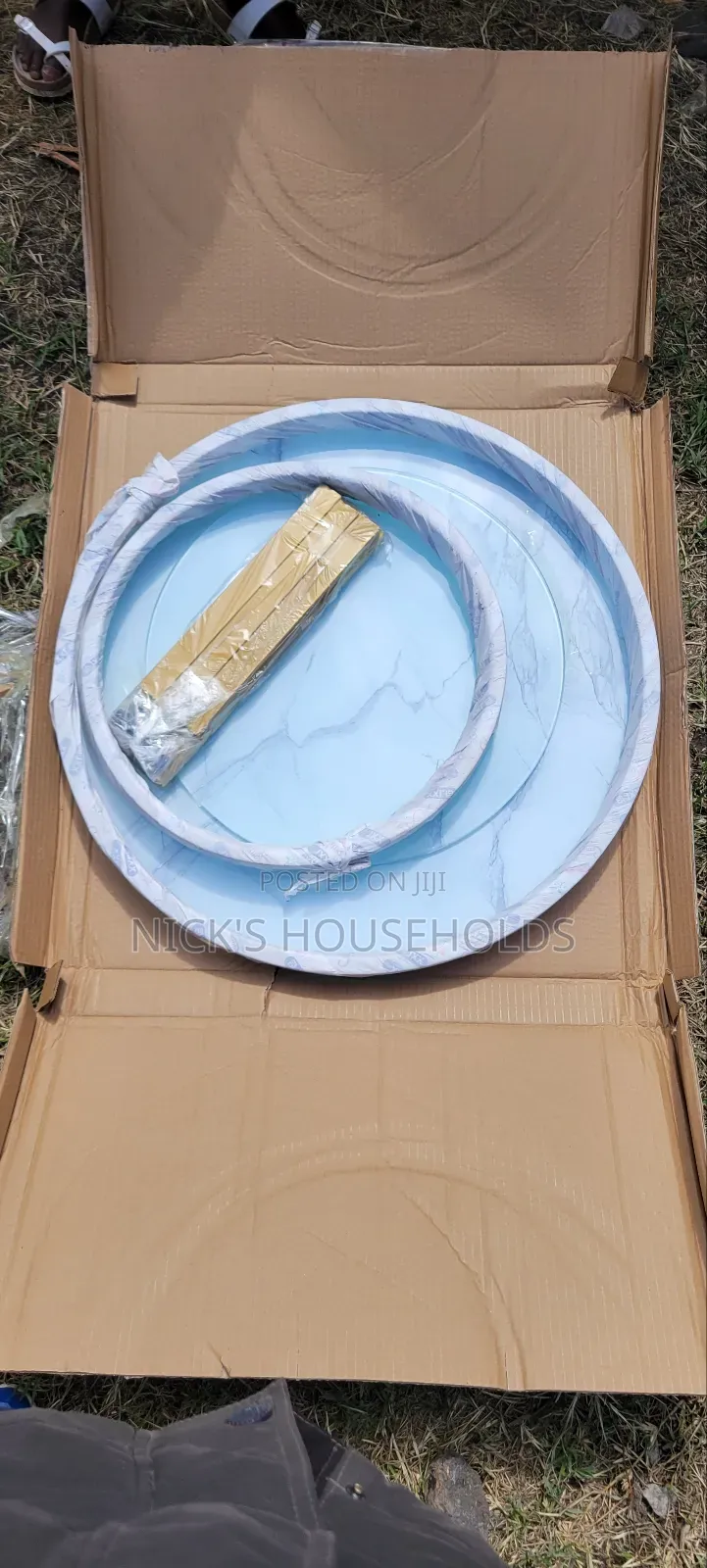 2pcs Round Nesting Table With Glass Marble