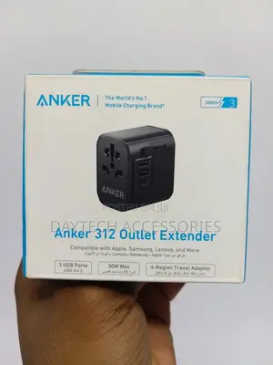 The Anker 312 Outlet Extender (A9212k11) 30w Usb-C Travel Adapter.