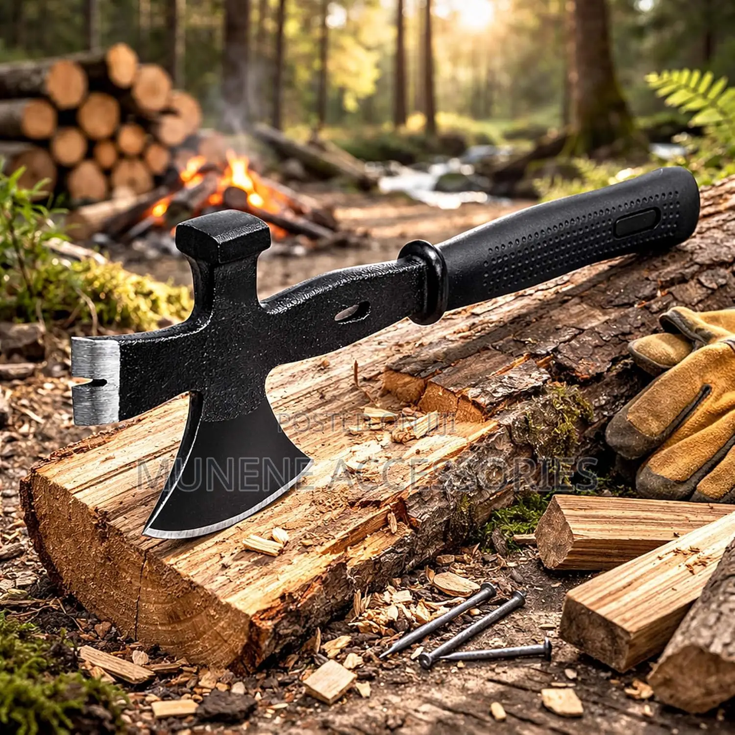 3-in-1 Axe 350 Mm With Splitting Axe Hammer Nail Iron Crowbar