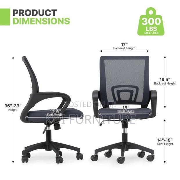 Office Chairs; Ergonomic Mid Back Swivel Clerical Office Chair - thumbnail 2