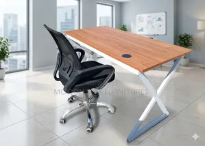 Mesh Chair Metallic Office Table