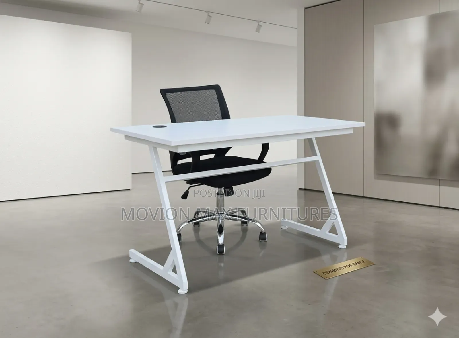 All White Metallic Table