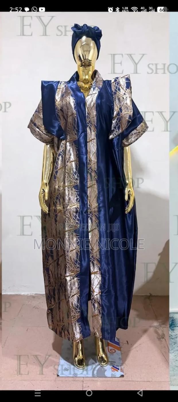 Classic African Blue Bubu Dress - thumbnail 2