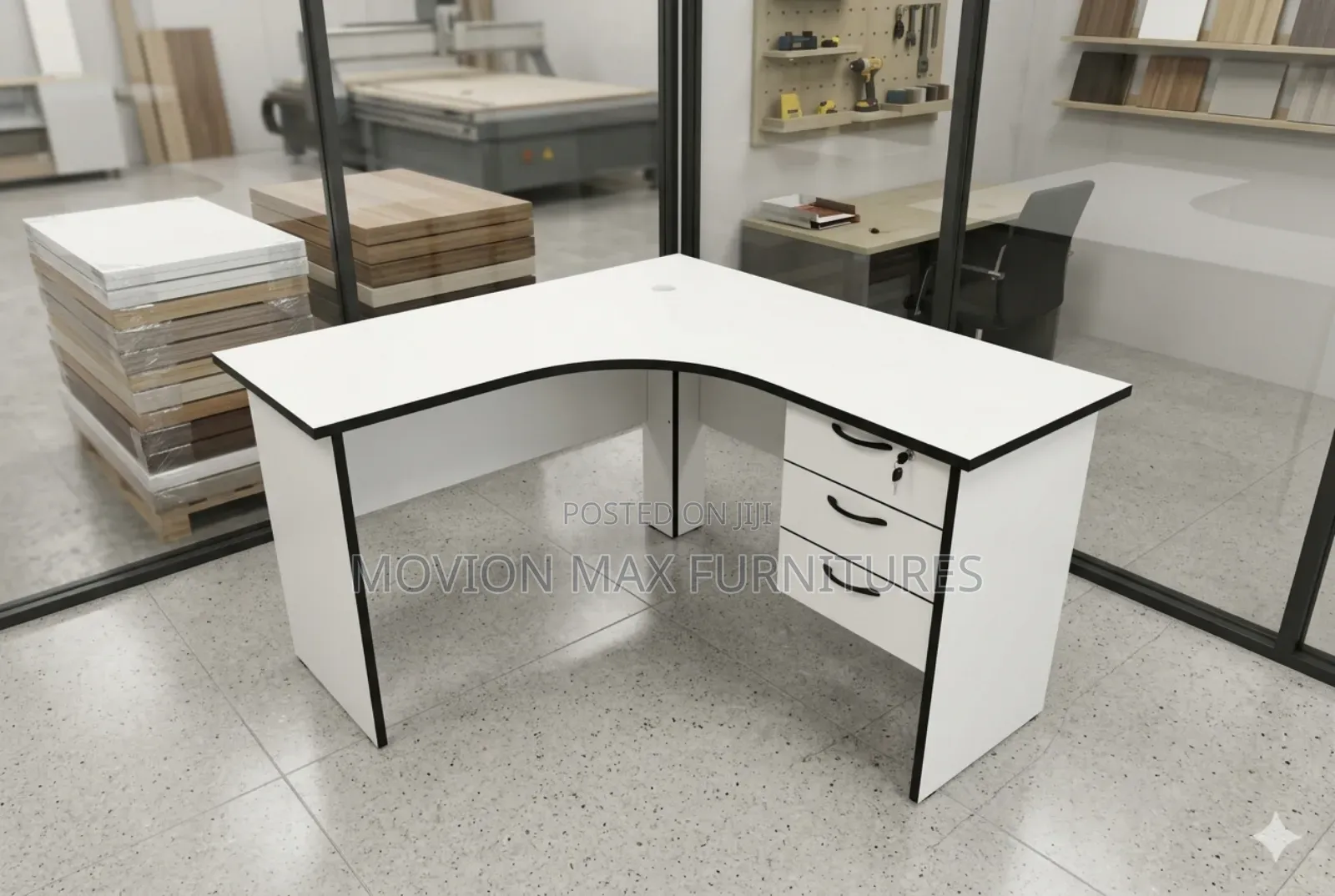 White Lshape Computer Desk
