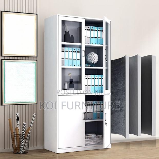 Office Cabinet; Two Doors Steel Grey Vertical Filing Cabinet