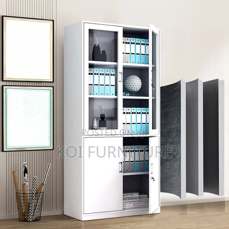 Office Cabinet; Two Doors Steel Grey Vertical Filing Cabinet
