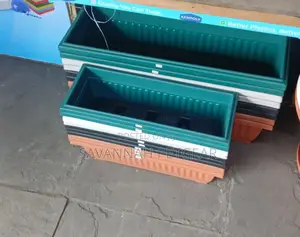 Black Plastic Flower Window Box Planters With Trays
