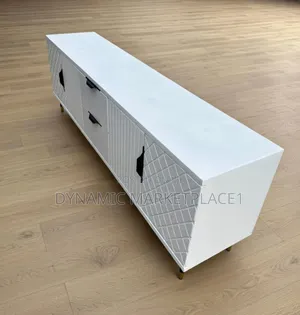 Modern White Sideboard Cabinet With Textured Doors – Tv Console