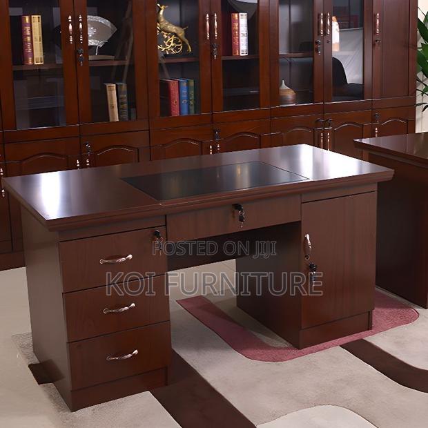 Office Desk; 1.4 Meter Brown Mahogany Executive Senior Desk - thumbnail 3